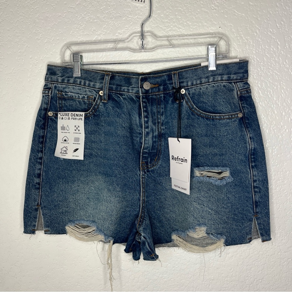 Nwt Refrain Los Angeles Festival Distress Cutoff Woman’s Shorts Size 13 Blue